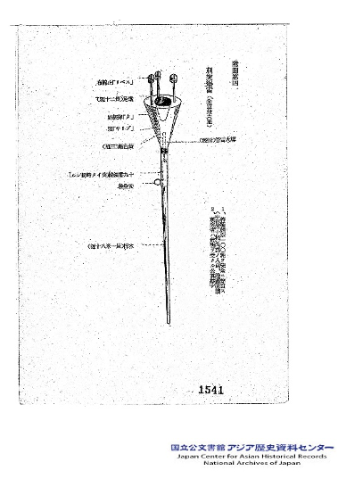 圖九 刺突爆雷示意圖。（日本國立公文書館 戦訓特報第44号「ルソン」島作戦に於ける教訓並に経過の概要 第1541頁 ）